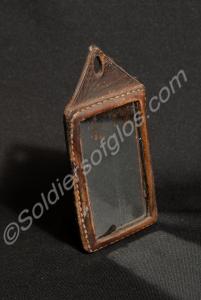 Mirror in leather surround, as issued to troops. T