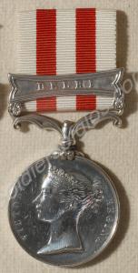 Indian Mutiny Medal. Awarded to W. Ryan of the 61s