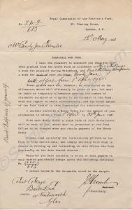 Letter dated 1900 from the Transvaal War Fund for