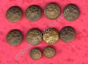 10 brass general service buttons, 8 large 2 small.