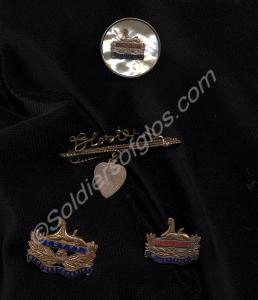 Sweetheart brooches. Three are in the shape of Glo
