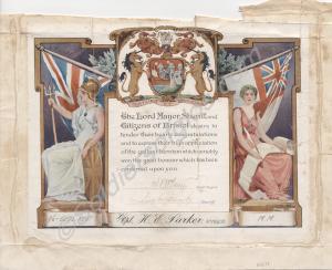 Framed Scroll from 'The Lord Mayor, Sheriff and Ci