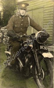 Colourised  photograph of Private Kenneth Wood on