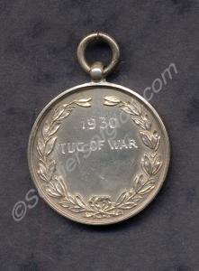 Silver sporting medal '1930 Tug of War" with numer