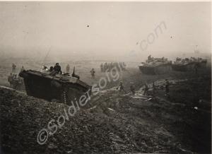 Buffalo amphibious vehicles leaving the River Ijss