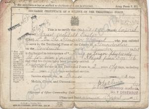 Documents of 201095 Corporal Ernest Archibald Tayl