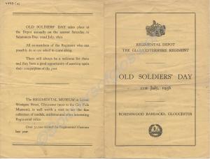 Programme for Old Soldiers' Day. Gloucestershire R