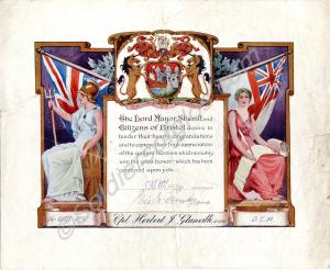 Scroll from the Lord Mayor, Sheriff and Cititizens