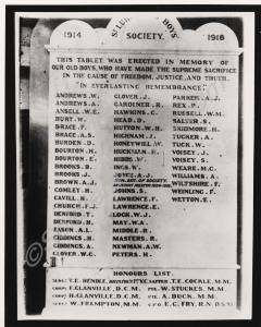 Memorial plaque in St Luke's School, Bedminster. D