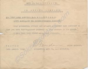 Recognition by G.O.C. 48th (South Midland) Divisio