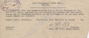 Allowance slip. January 1919.  3188/265826 Private