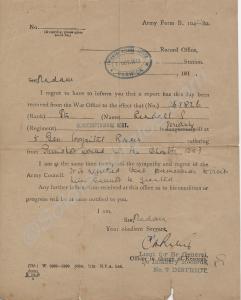 Medical Report. October 1917.  3188/265826 Private