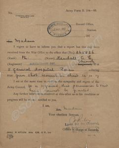 Medical Report. October 1917.  3188/265826 Private