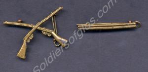 Proficiency badge of crossed rifles, and one wound