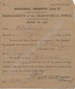 Embodiment of the Territorial Force. Notice to Joi