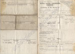 Royal Naval Volunteer Reserve Certificate of Servi