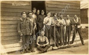 Group of soldiers outside hut. 2nd Battalion, The