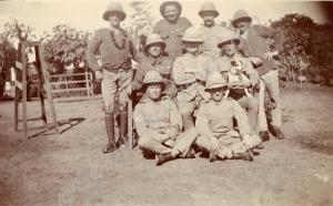 Group of soldiers in Wolseley pith helmets and mos