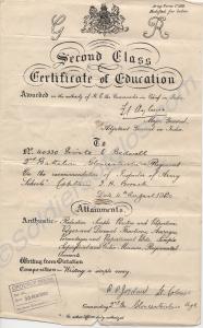 Second Class Certificate of Education awarded to 4