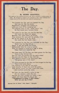 "The Day". Poem by Henry Chappell, the "Bath Railw