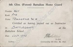 Instructor's Passing Out Certificate. 4611 Private