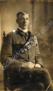 Damaged portrait of soldier with apparent neck inj
