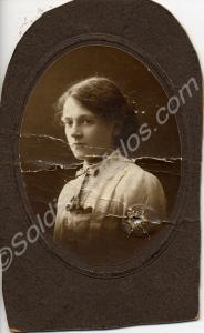 Damaged portrait ofPrivate Thomas Dodwell's wife,