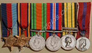 Group of six medals; 1939-1945 Star, Burma Star, D