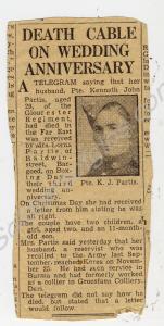 Newspaper cutting relating to the death of  395992