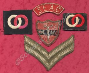 A selection of cloth patches worn by Corporal Don