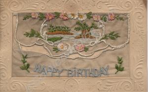 Silk embroidered birthday card to his wife, Rose,