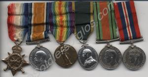 Group of six medals; 1914-15 Star, British War Med