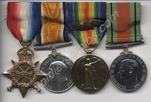 Group of four medals; 1914-1915 Star, British War