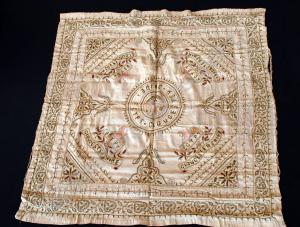 Silk table cover with Gloucestershire Regiment bad