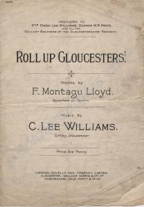 Sheet music 'Roll up Gloucesters' words by F. Mont