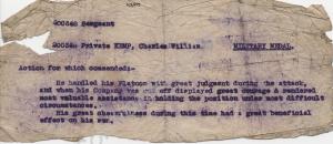 Certificate for award of Military Medal to 2115/20