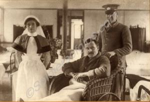 Two soldiers in hospital blues in a British War Ho