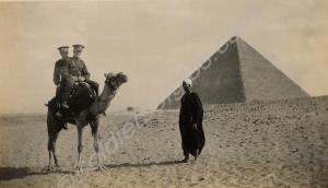 Camel ride by the Pyramids. 1st Battalion, The Glo