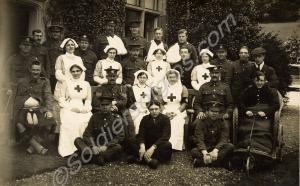 Nurses and patients including at least two soldier