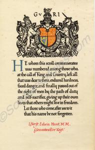 Memorial scroll  to 26030 Lance-Sergeant Edwin Hun