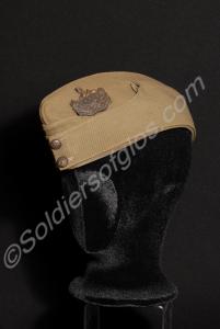 Officer's khaki side cap with bronze front and bac