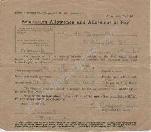 Army form W.3173 Separation Allowance and Allotmen
