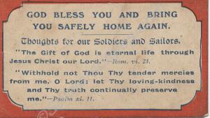 Good wishes card issued to the armed forces with t
