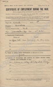 Certificate of Employment, September 1919. Propert