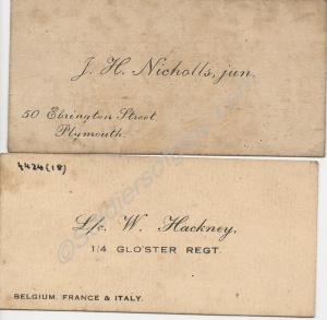 Two visiting cards, 20004 Lance-Corporal William J