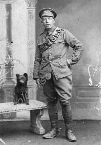 7153 Private Charles Cadle with dog. 1st Battalio