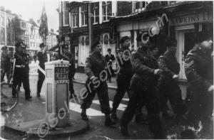 5180316 Sergeant J. Cadle with colour party (in bl