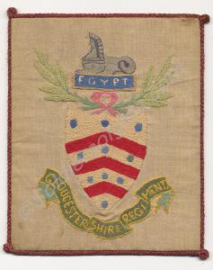 Embroidered book cover with Gloucestershire Regime