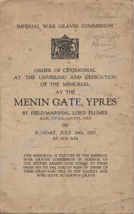 Order of Ceremonies for the opening of the Menin G
