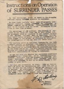 Leaflet 'Instructions on Operation of Surrender Pa